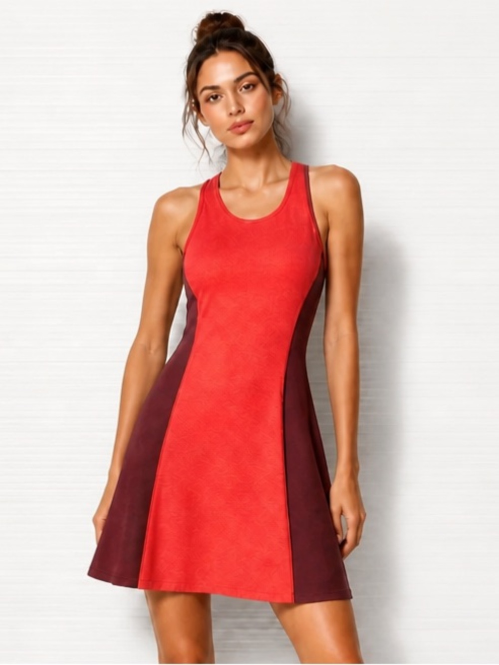 OUTDOOR VOICES Dress Exercise Colorblock Racerback Fit Flare Mini Orange Red M